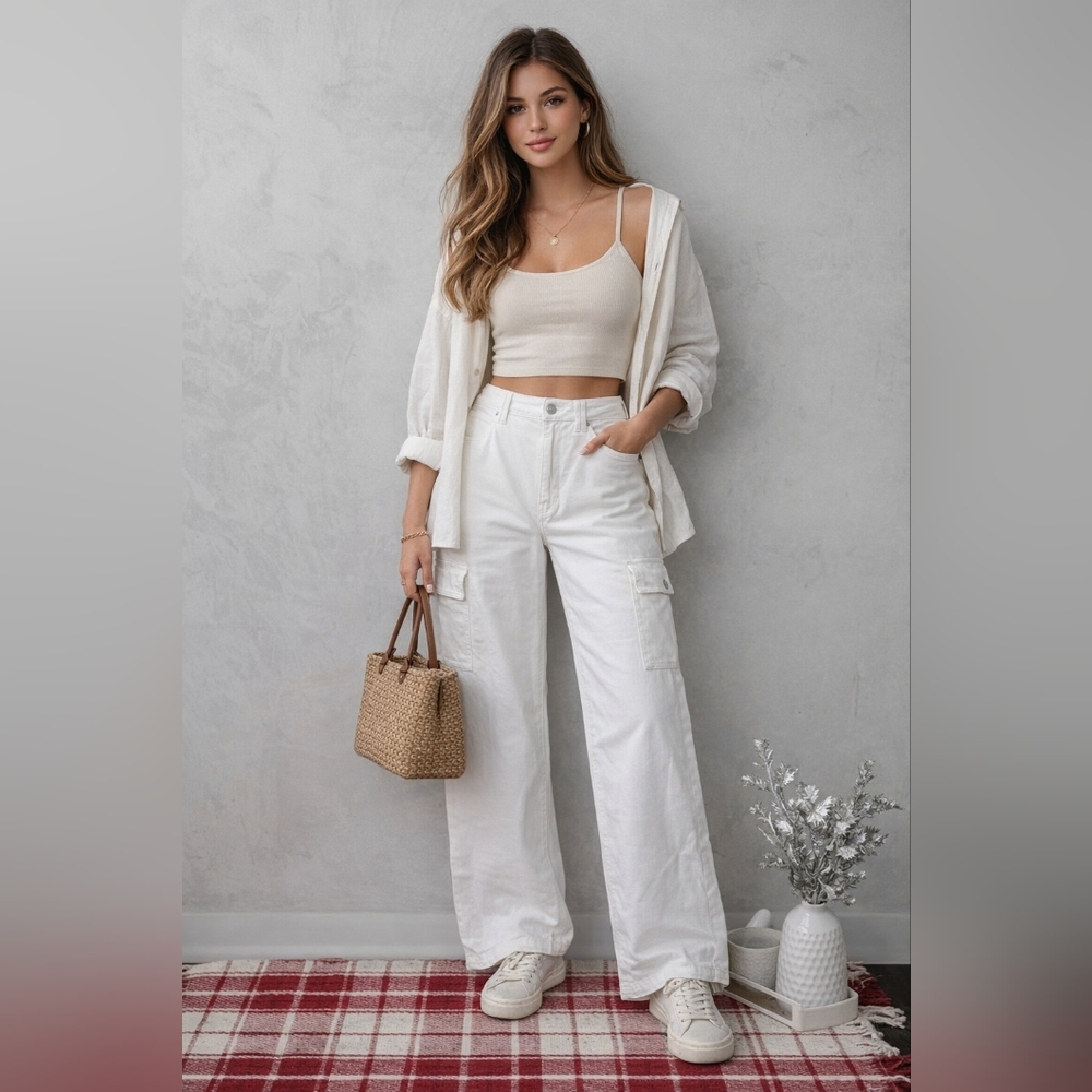 American Eagle Outfitters White Cargo Pants